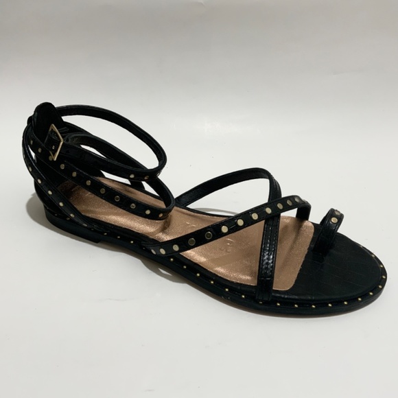 Ted Baker Mathar Black Croc Leather Ankle Strap Studded Gladiator Sandals 9 39.5 - Picture 13 of 16